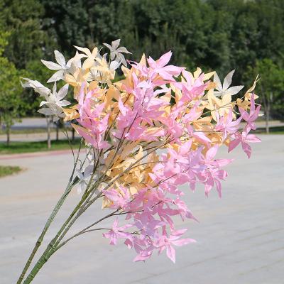 China High quality countryside simulation flower with simulation plastic flower iron wire pole artificial maple leaf flower for sale