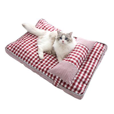 China Soft Travel Pet Bed With Blanket Pillow Washable Non Slip Sleeping Mat For Medium Large Dogs Cats Size for sale