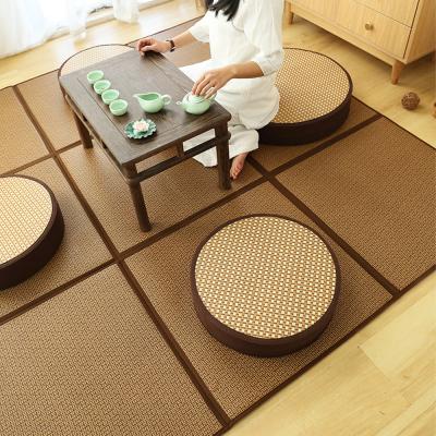 China Reversible double-sided thicken rattan FUTON Japanese style round cushion tatami floor pillow seat mat soft for sale