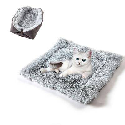 China Amazon Hot Selling Breathable Pet Sleep Bed 2 Way Used Shaggy Soft And Comfortable Anti-Slip Fluffy Pet Mat Bed For Dogs And Cats for sale