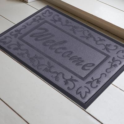 China Non Slip Polyester Brushed Door Mat With Anti Slip Backing Rubber Outdoor And Indoor Entrance Doormat for sale