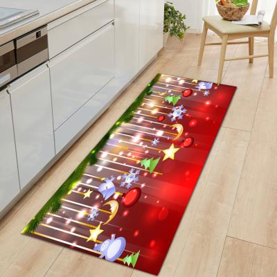 China Holiday Kitchen Rug Washable Non Slip Christmas Print Kitchen Floor Rug For Home Decoration for sale