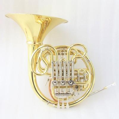 China Durable Famous Gold Lacquer French Horn Double Bb/F French Horn Case Copy Brand Gold Lacquer French Horn for sale