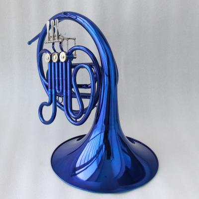 China Blue color painted beautiful blue colored French horn instrument F handmade exquisite French horn key for sale