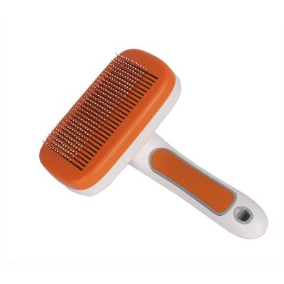 China Stored Dog Cat Hair Remover Comb Long Pin Self Cleaning Brush K and B Pet Hair Grooming Brush for sale