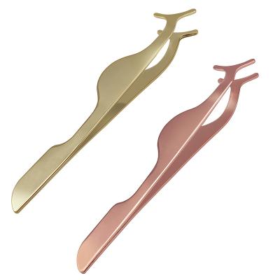 China NO Wicks Applicator Rose Gold Tweezers Volume Eyelash Extension Tweezers High Quality Eyelash Curler for sale