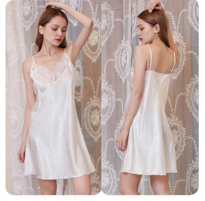 China Breathable Female Silk Satin Sleepwear Female Spaghetti Strap Fuzhoudaisiya Spaghetti Strap Casual Nightgown for sale