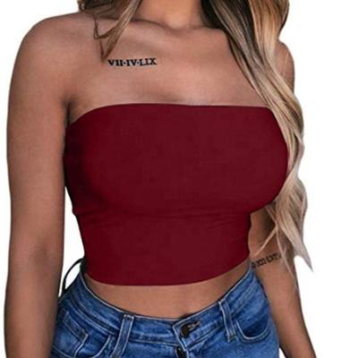 China Sexy QUICK DRY T-shirt solid color fuzhoudaisiya bodycon top wrapped chest tops Spandex fabric for sale