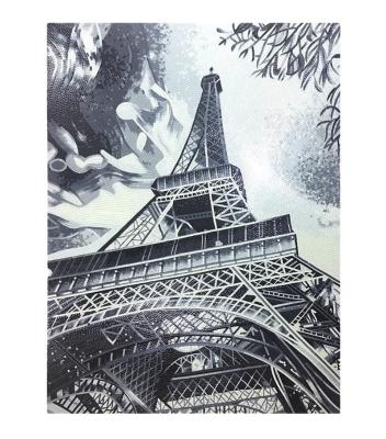 China CLASSIC La Tour Eiffel hand cut mosaic mural  the Eiffel Tower mosaic mural black and white color for hotel, show room decorative for sale