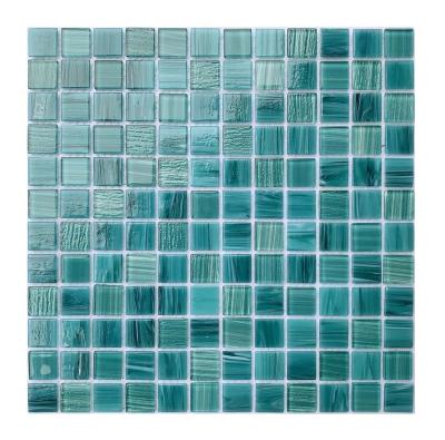 China Parquet Blue color High-quality Traditional Glass mosaic Mix crystal glass mosaic tile for swimming pool can be make by customize for sale