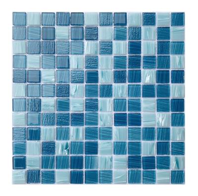 China Parquet Blue color High-quality Traditional Glass mosaic Mix crystal glass mosaic tile for swimming pool can be make by customize for sale