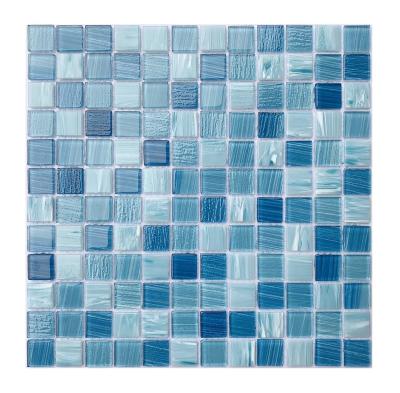 China Parquet Blue color High-quality Traditional Glass mosaic Mix crystal glass mosaic tile for swimming pool can be make by customize for sale