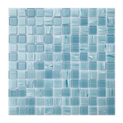 China Parquet Blue color High-quality Traditional Glass mosaic Mix crystal glass mosaic tile for swimming pool can be make by customize for sale