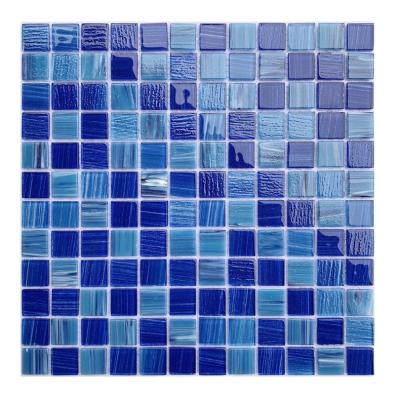 China Parquet Blue color High-quality Traditional Glass mosaic Mix crystal glass mosaic tile for swimming pool can be make by customize for sale