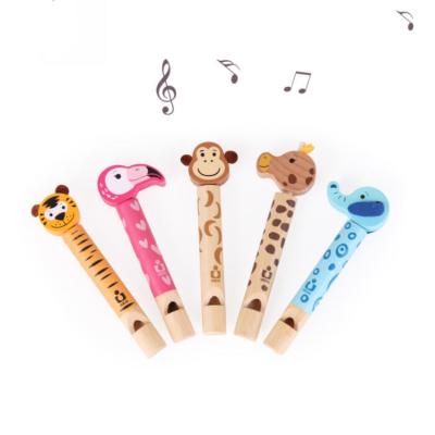 China Hot Selling Musical Children's Game Toy Cartoon Wooden Musical Instrument Toy Wood Whistle Toy for sale