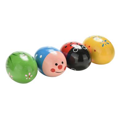 China Playing Natural Wooden Ball Painted Children's First Egg Toy Wooden Sand Egg Educational Sand Exercise DIY for sale