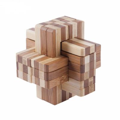 China Good Intelligence Quality Brain Training KongMing 3D Lock Developing Wooden Lock Game Toy Kongming Lock for sale