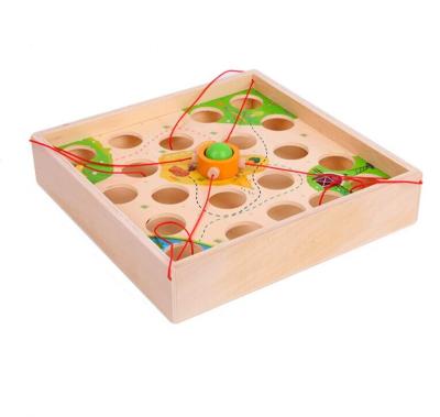 China Good Intelligence Price Educational Funny Wooden Bead Wholesale Flat Developing Maze Toy For Kids Wooedn Maze Ball Game for sale