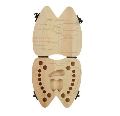 China Europe Milk Tooth Box Creative For Baby Save Organizer Milk Teeth Storage Box Wooden Tooth Shape for sale