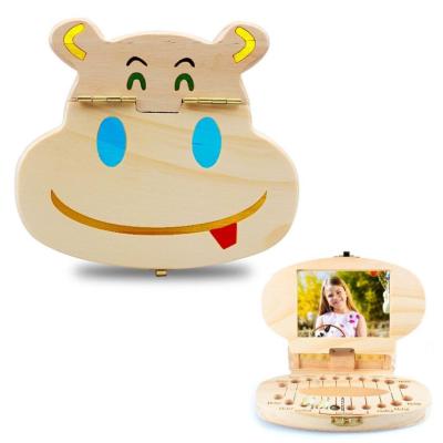 China Europe Creative Wooden Milk Tooth Box Organizer Kid Children Milk Teeth Save Storage Case Toothbox for sale