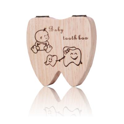 China Europe Children's Baby Boy and Girl Fetal Hair Milk Teeth Box Wooden Fetal Hair Teeth Storage Teeth Preservation Box Gift for sale