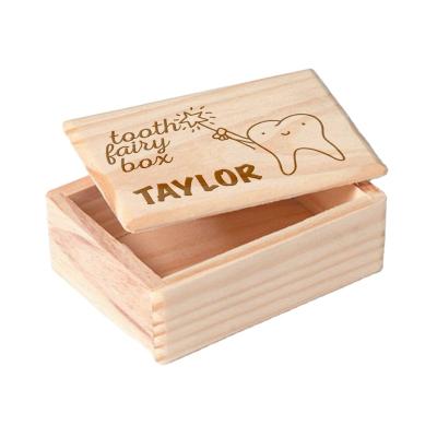 China Europe creative children's teething box baby lost teeth preservation box boys and girls solid wood teeth storage box for sale