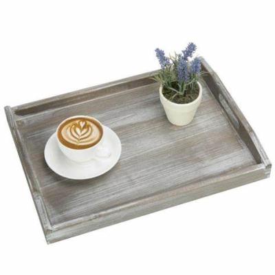 China Eco-Friendly Custom Made Wholesale Rustic Wooden Breakfast Serving Organizing Ottoman Tray for sale