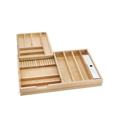 China Eco-Friendly Natural Bamboo Solid Wood Adjustable Expanding Organizer Minimalist Household Storage Drawer Divider for sale