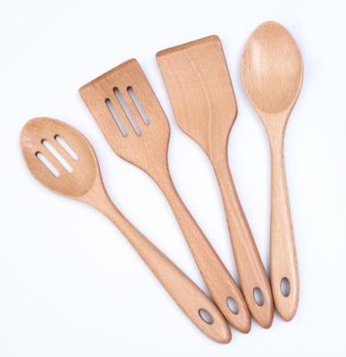 China Wooden Minimalist Natural Grip Kitchen Tool Kit Bamboo Spoons Wooden Kitchen Utensils Set Wooden Kitchen Utensil Set For Non Stick Cookware for sale