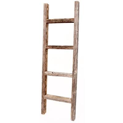 China Heater Hotel Bathroom Floor Standing 3-Bar Towel Drying Shelf Ladder Natural Bamboo Wooden Towel Rack for sale