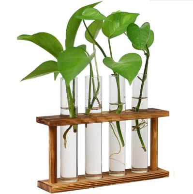 China Mini greenhouses home wood desktop decoration1/2/3 modern vintage style swing hydroponics indoor hanging flower glass vase greenhouse for sale