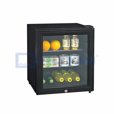 China THERMOELECTRIC 42L Hotel No Compressor Mini Refrigerator With Glass Door 50 Plastic Portable White And Black Thermoelectric FUXIN Compact Refrigerator for sale