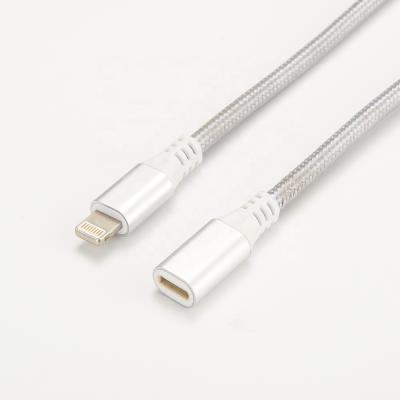 China Free Conductor Nylon Braided Extension Cable Usb iphone 12 Male To Female Palladium 100W 5A Fast Charging Extension Cable for sale