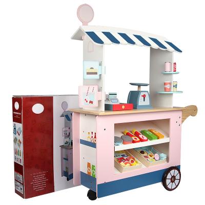 China Pretend Play Toy Set Wood Simulate Supermarket Cashier Kitchen Accessories Set Toys For Girls Children for sale