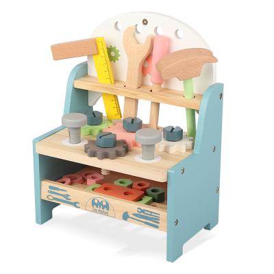 China New Arrival MODEL TOY 2022 Wooden Mini Tool Bench Work Tool Table Montessori Babies Educational Toys for sale