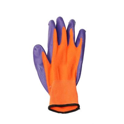 China Blue Oilproof Wear Resistant Low Price And Waterproof Nitrile Coated Cotton Gloves For Running for sale