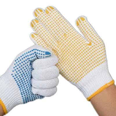 China Customized Logo 100% Dustproof Cheap Breathable White Organic Hand Dotted Cotton Gloves For Work Labor for sale