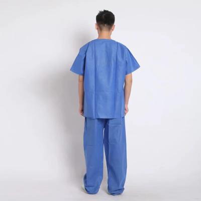 China High Quality Breathable Patient Scrub Suit PP Nonwoven Fabric Pet Hospital Patient Disposable Plastic Surgery Hospital Scrub Suit for sale