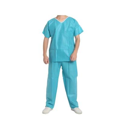 China Wholesale Breathable Disposable Scrub Suit Waterproof and Durable Thick Dustproof Cloth Disposable Nonwoven Scrub Suit for sale