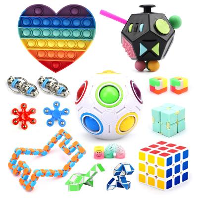 China Family Game 0085 Mini Rainbow Magic Fidget Toys Cube OEM Football 12 Sided Anti Stress Restless Cube Box for sale