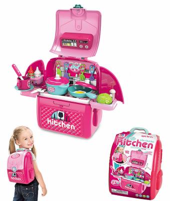 China DIY TOY Big Food Girls Cooking Toys Set Appliances Suitcase Pretend Table Shopping Cart Nordic Kitchen Toy For Kids for sale