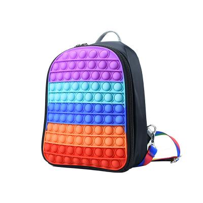 China TOYSRUNNER Eco-Friendly Silicone Popit Push Up Bags Popper Backpack Toy Bag Cartoon Rainbow Bubble Popper Popper Backpack for sale