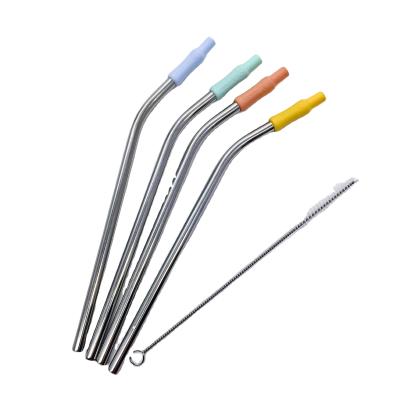 China Minimalist Stainless Steel Eco - Friendly Drinking Straws Set To Carry On Reusable Drinking Straws With Silicone Lid for sale