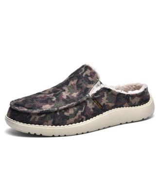 China Fashion trend with wholesale warm indoor outdoor winter leopard print plush cotton custom slippers for men for sale