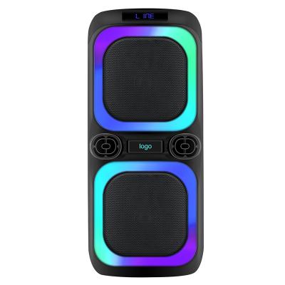 China Wireless Charger For Karaoke Party Mobile Phone Dual 8 Inch Active Powered Speaker Outdoor Speaker With RGB Led Light for sale