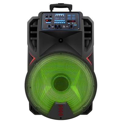 China LED Flashing Light Led Light DJ Equipment Speaker Sound System Karaoke 15 Inch Active Speaker For Outdoor Cart for sale