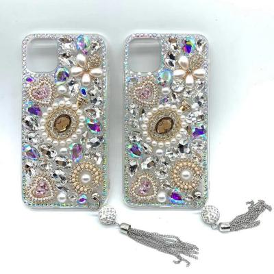 China 3D Series Sparkle Luxury Handmade Rhinestone Shockproof Diamond Cover Bling Case with Tassel for iphone 11 pro Max Case for sale