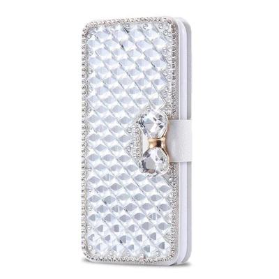 China 3D Crystal Bling Shiny Rhinestone Diamond Shockproof Handmade PU Leather Case For iPhone Series Mobile Phone Case for sale