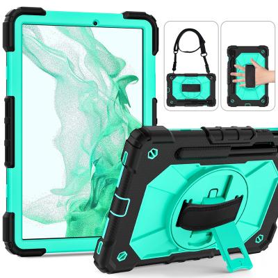 China 3 Layers Rotatable Shockproof Case Multifunctional Protective Shockproof Case with If/Fit Strap and Kickstand for Samsung TabS7/TabS8 for sale