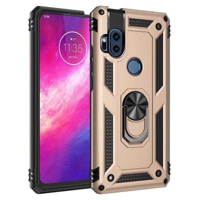 China Shockproof Fashion For Sony LG Moto One Hyper Heavy Dual Layer Impact Shockproof Pad With Ring Kickstand Case for sale